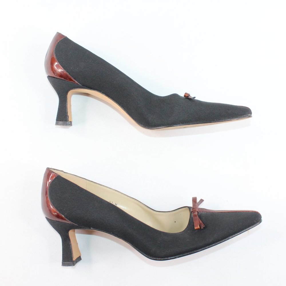 Etienne Aigner 'Bixby' Black Brown Bow Heels #123 - Picture 8 of 12
